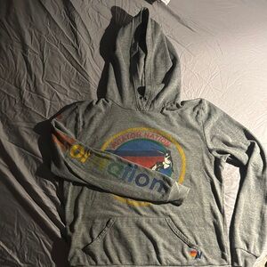 Aviator Nation Gray Hoodie with Colorful Logo